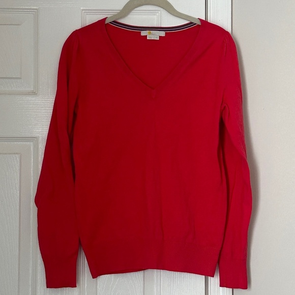 Boden V Neck Deep Pink Sweater Pullover Size XS Extra Small Cotton Blend - Picture 1 of 5